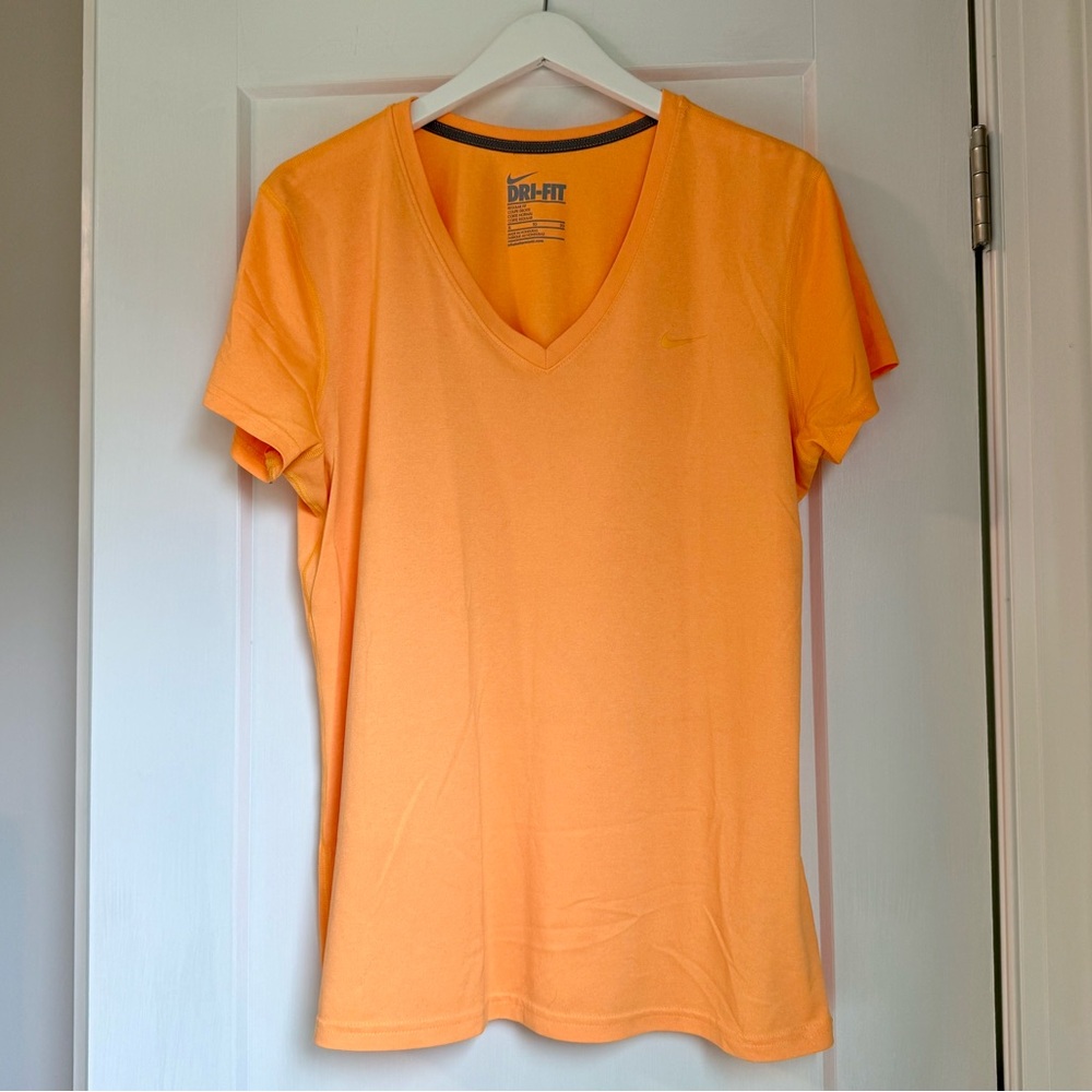 Nike Women's Orange Dri-FIT V-Neck Tee